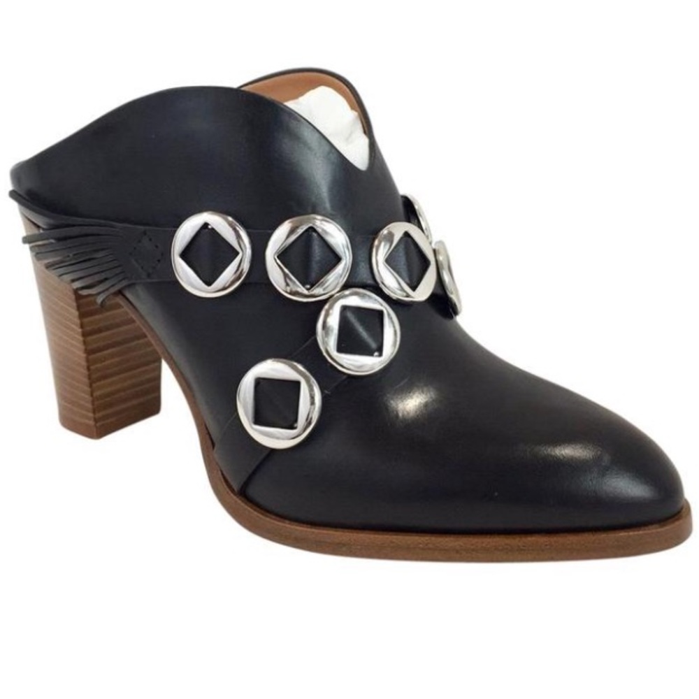 Frye June Mule Concho Womens Leather Block Heels